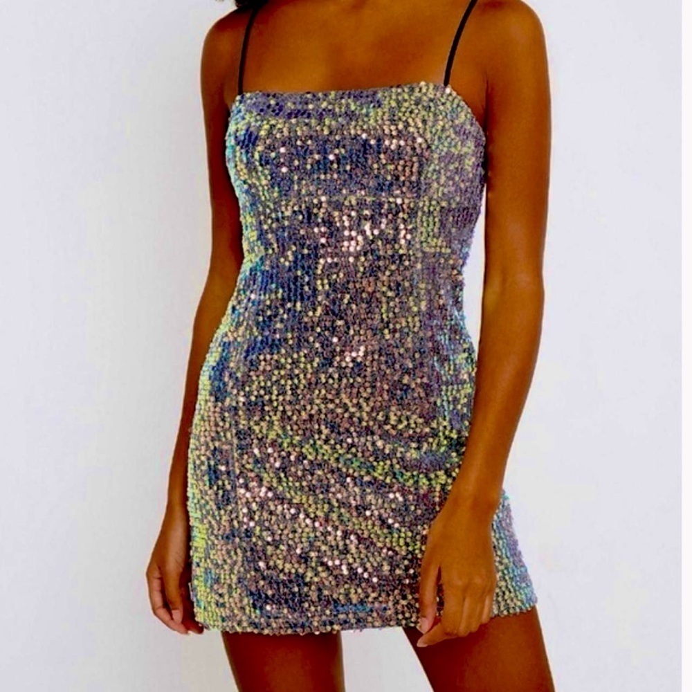 Urban Outfitters Kyle Sequin Bodycon Hipster Party Chic Glam Fun Mini Dress S